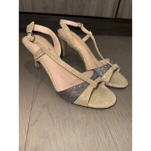 Kelly & Katie Size 7.5 Arinia Gold Sparkly Glitter Two-Tone Slingback Heels